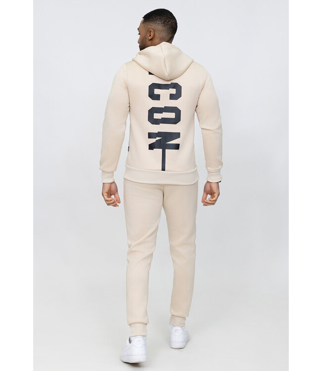 Beige Heren Trainingsset met Zwarte Opdruk