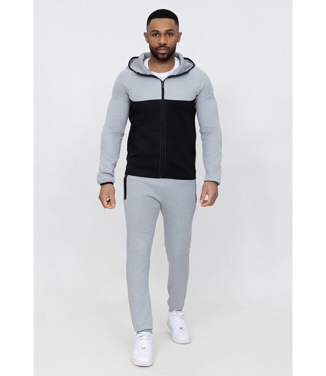 Grijs/Zwart Heren Colorblock Polyester Trainingspak