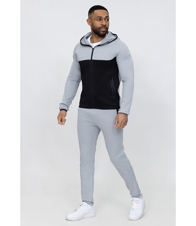 Grijs/Zwart Heren Colorblock Polyester Trainingspak