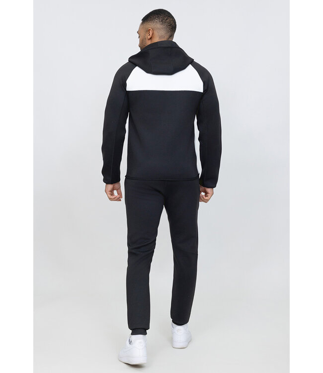 Zwart/Wit Heren Colorblock Polyester Tracksuit