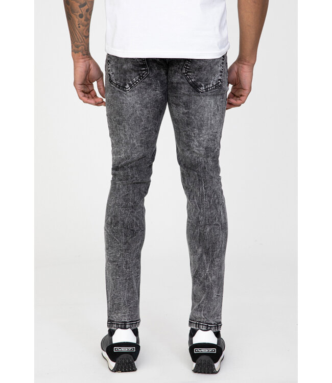 Grijze Skinny Heren Spijkerbroek met Verf Details