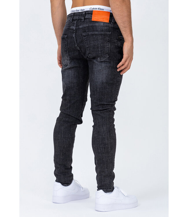Antraciet Heren Skinny Jeans met Damaged Look