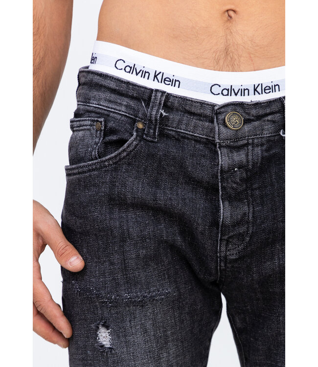 Antraciet Heren Skinny Jeans met Damaged Look