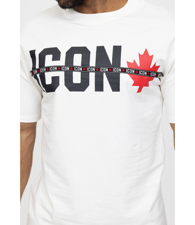 Loose-Fit Wit Heren T-Shirt met Borstopdruk