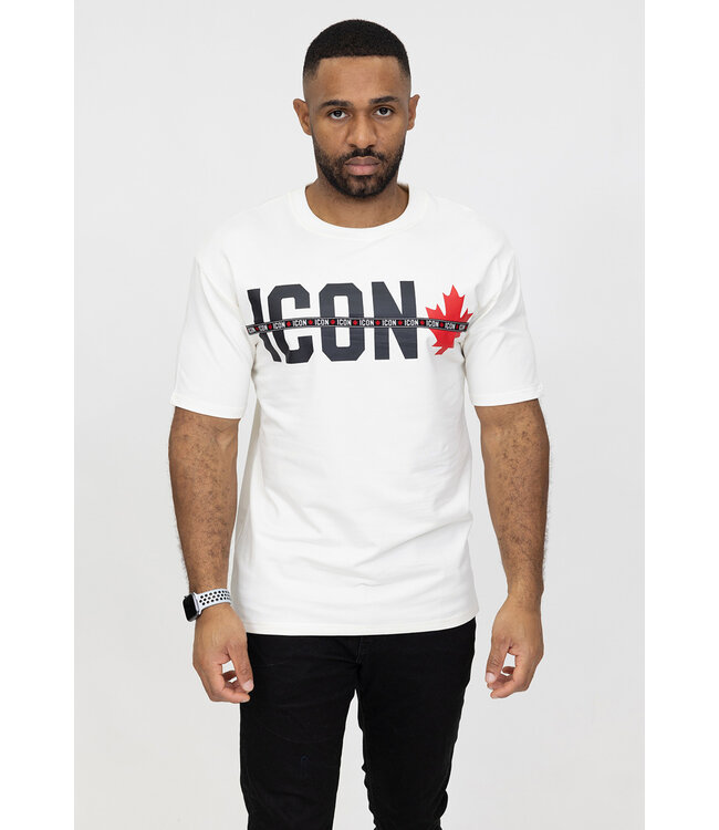 Loose-Fit Wit Heren T-Shirt met Icon Borstopdruk