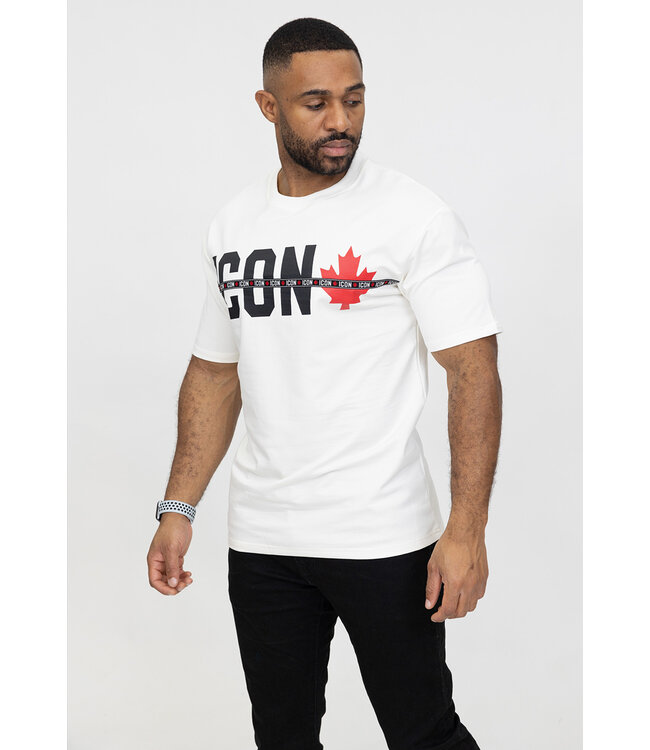 Loose-Fit Wit Heren T-Shirt met Borstopdruk