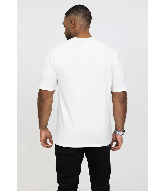 Loose-Fit Wit Heren T-Shirt met Borstopdruk