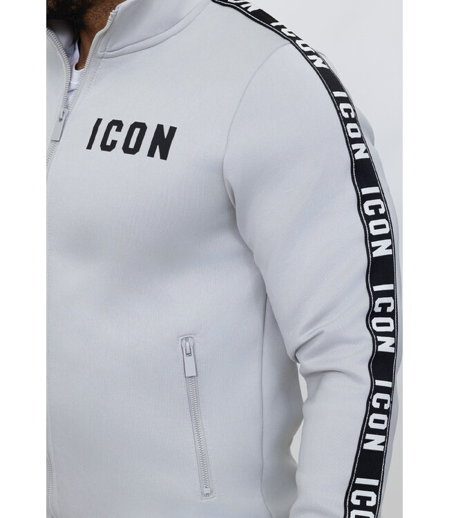Grijs Mannen Tracksuit met Bies Jogger en High Neck Vest