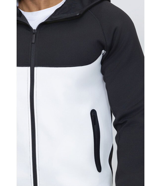 Zwart/Wit Heren Colorblock Polyester Tracksuit