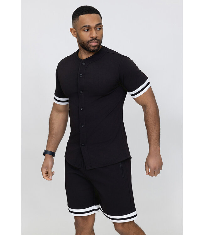 Zwart Heren Kleding Set met Sportieve Strepen