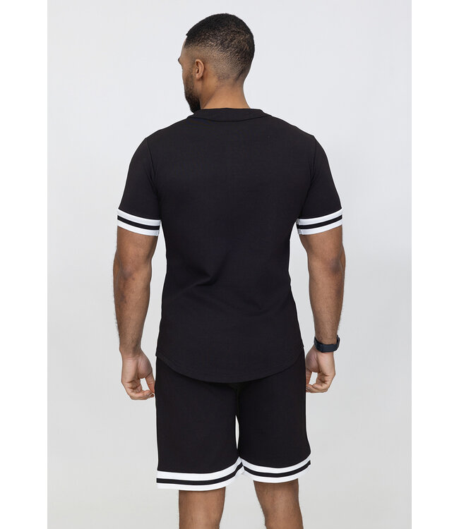 Zwart Heren Kleding Set met Sportieve Strepen