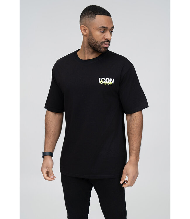 Zwart Heren T-shirt met Gele Opdruk