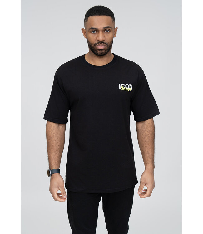 Zwart Heren T-shirt met Gele Opdruk