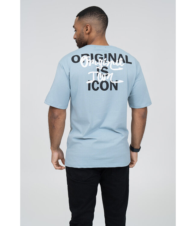 Lichtblauw Heren T-shirt met Opdruk