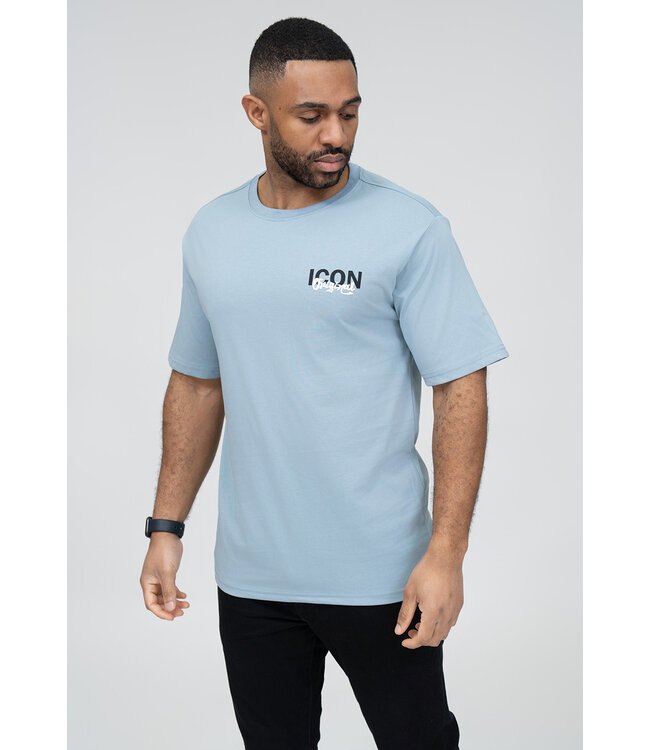 Lichtblauw Heren T-shirt met Opdruk