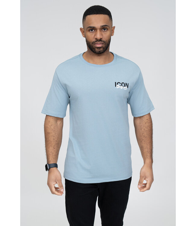 Lichtblauw Heren T-shirt met Opdruk