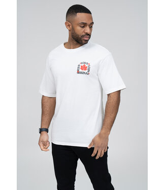 Wit Heren T-shirt met Rode Esdoornblad Print