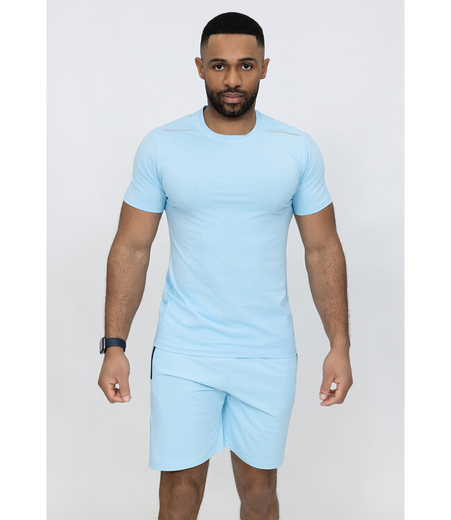 Lichtblauwe Heren T-shirt en Short