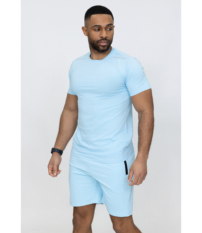 Lichtblauwe Heren T-shirt en Short