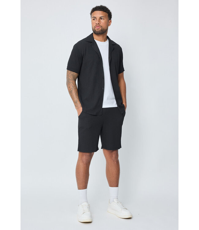 Zwarte Heren Zomerset met Korte Mouwen Overhemd en Matchende Shorts