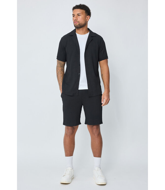 Zwarte Heren Zomerset met Korte Mouwen Overhemd en Matchende Shorts