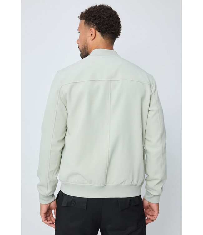 Mintgroene Heren Bomberjas met Ritssluiting en Geribde Boorden