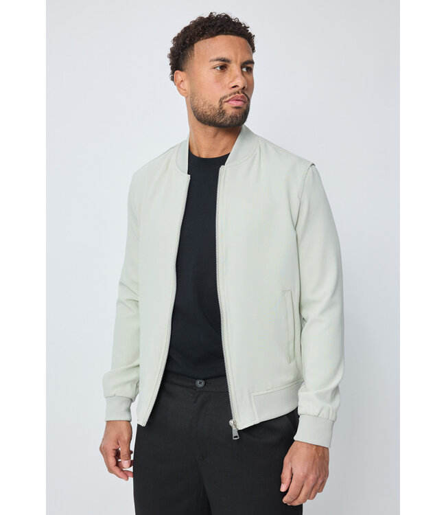 Mintgroene Heren Bomberjas met Ritssluiting en Geribde Boorden