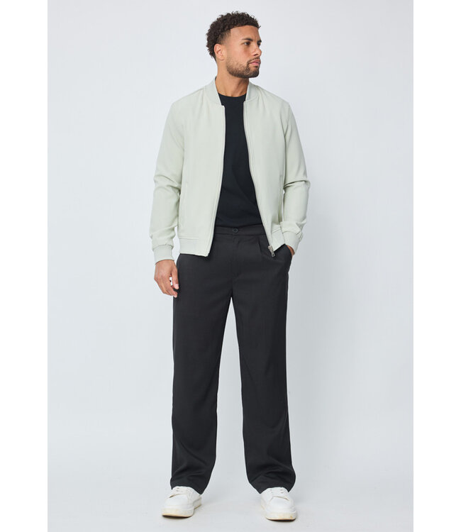 Mintgroene Heren Bomberjas met Ritssluiting en Geribde Boorden