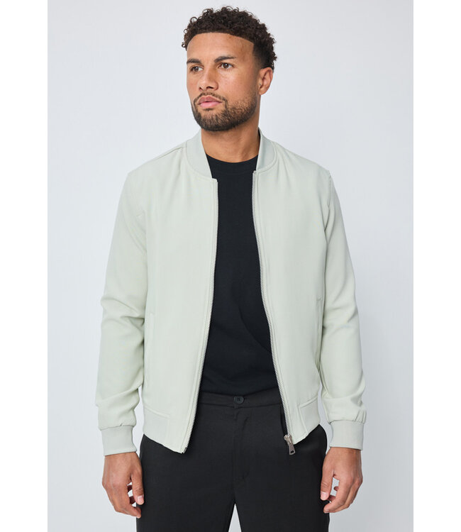 Mintgroene Heren Bomberjas met Ritssluiting en Geribde Boorden