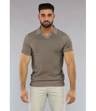 Taupe Stretch Polo Heren