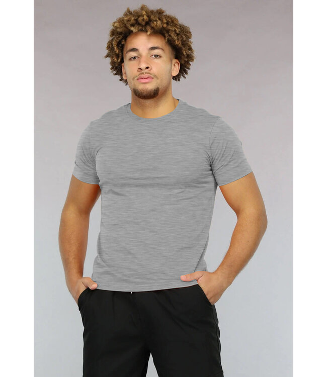 Aansluitend Grijs Heren T-shirt in Muscle Fit met Stretch