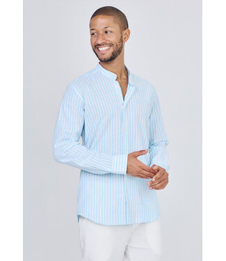Lichtblauw Gestreept Heren Overhemd