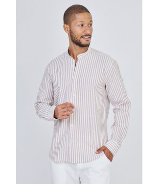 Beige Gestreept Overhemd Heren