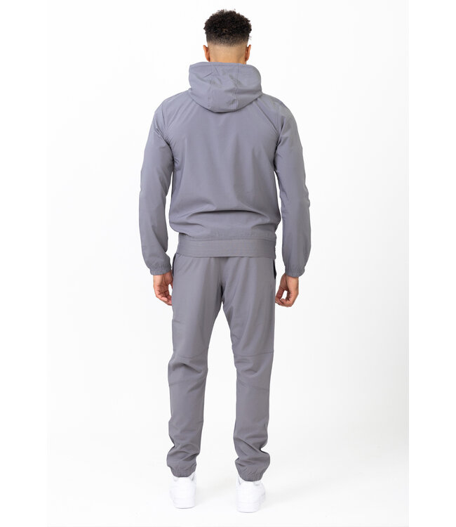 Grijs Heren Sportpak met Zwarte Ritssluiting