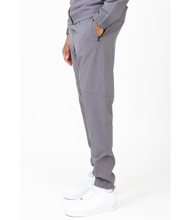 Grijs Heren Sportpak met Zwarte Ritssluiting