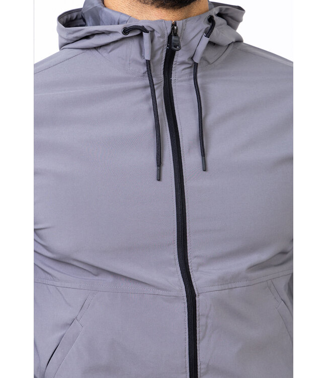 Grijs Heren Sportpak met Zwarte Ritssluiting