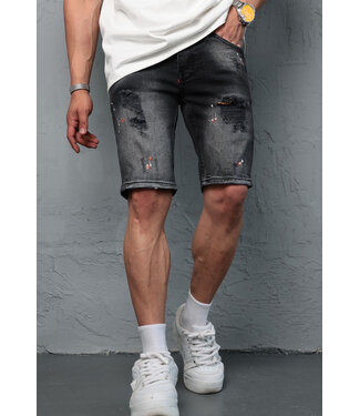Zwartgrijze Ripped Jeansshort Heren