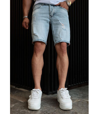 Ripped Lichtblauwe Spijkershort Heren