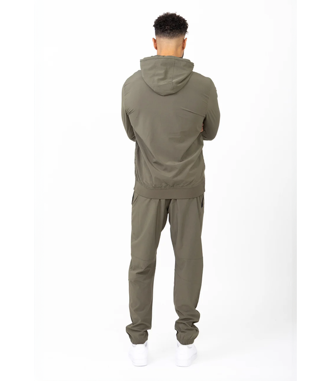 Legergroen Herenpak met Capuchon en Elastische Boorden