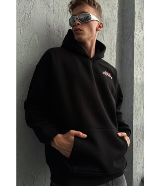 Zwarte Hoodie met Rode Opdruk