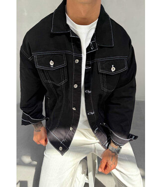 Zwarte Denim Jas Heren