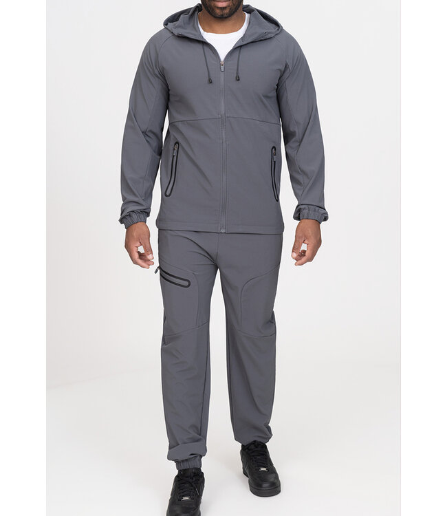 Grijze Heren Two-Piece Trainingsset met Capuchonjas en Elastische Broek