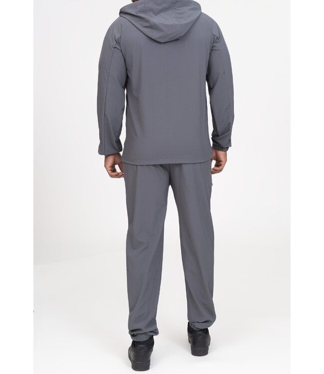 Grijze Heren Two-Piece Trainingsset met Capuchonjas en Elastische Broek