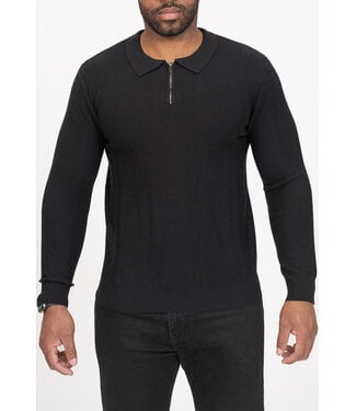 Zwarte Gebreide Trui met Kraag