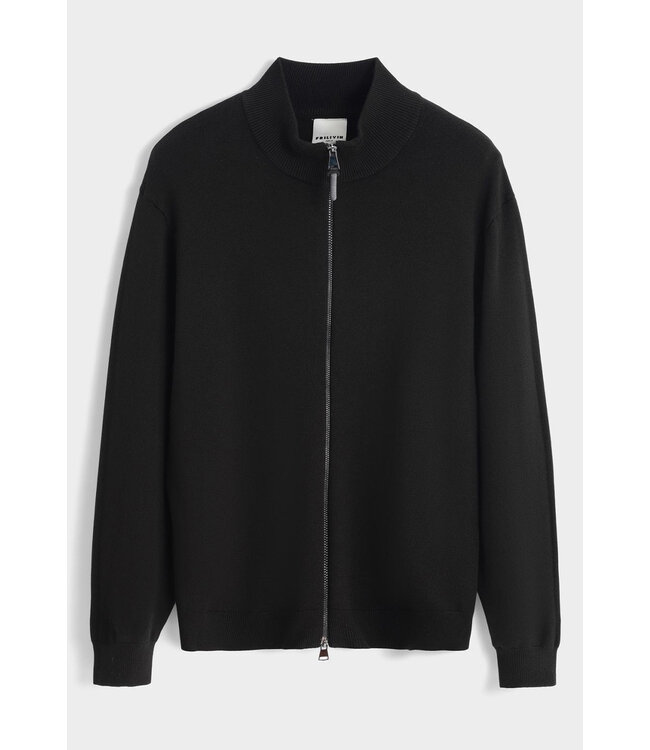 Zwart Vest met Ritssluiting en Minimalistisch Design