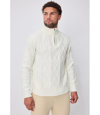Witte Half-Zip Kabeltrui