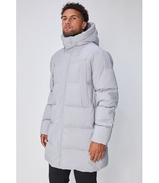 Lichtgrijze Lange Pufferjas
