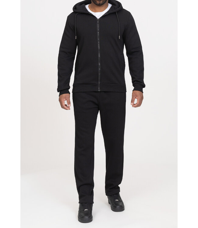 Zwart Heren Huispak met Ritssweater en Rechte Broek