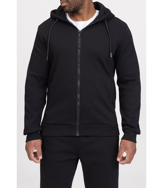 Zwart Heren Huispak met Ritssweater en Rechte Broek