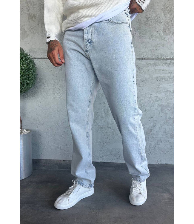 Lichtblauwe Basic Straight Fit Jeans
